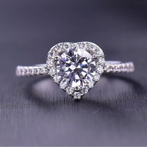 1CT Brilliant Cut Moissanite Heart Wedding Women Ring Size 6.5